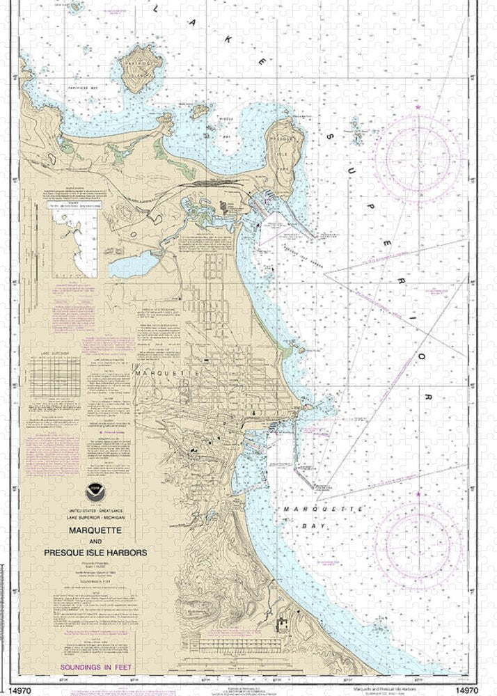 Nautical Chart-14970 Marquette-presque Isle Harbors - Puzzle
