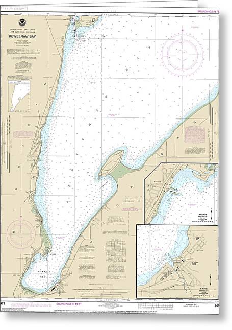 Nautical Chart-14971 Keweenaw Bay, Lanse-baraga Harbors - Greeting Card