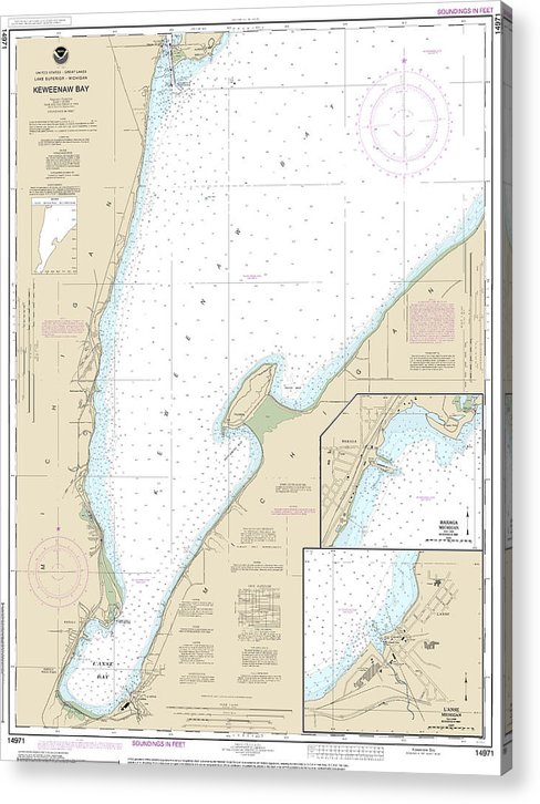 Nautical Chart-14971 Keweenaw Bay, Lanse-Baraga Harbors  Acrylic Print
