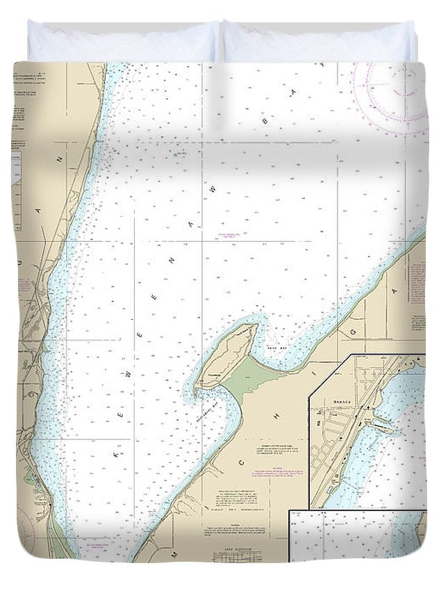 Nautical Chart-14971 Keweenaw Bay, Lanse-baraga Harbors - Duvet Cover