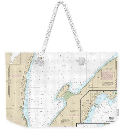 Nautical Chart-14971 Keweenaw Bay, Lanse-baraga Harbors - Weekender Tote Bag