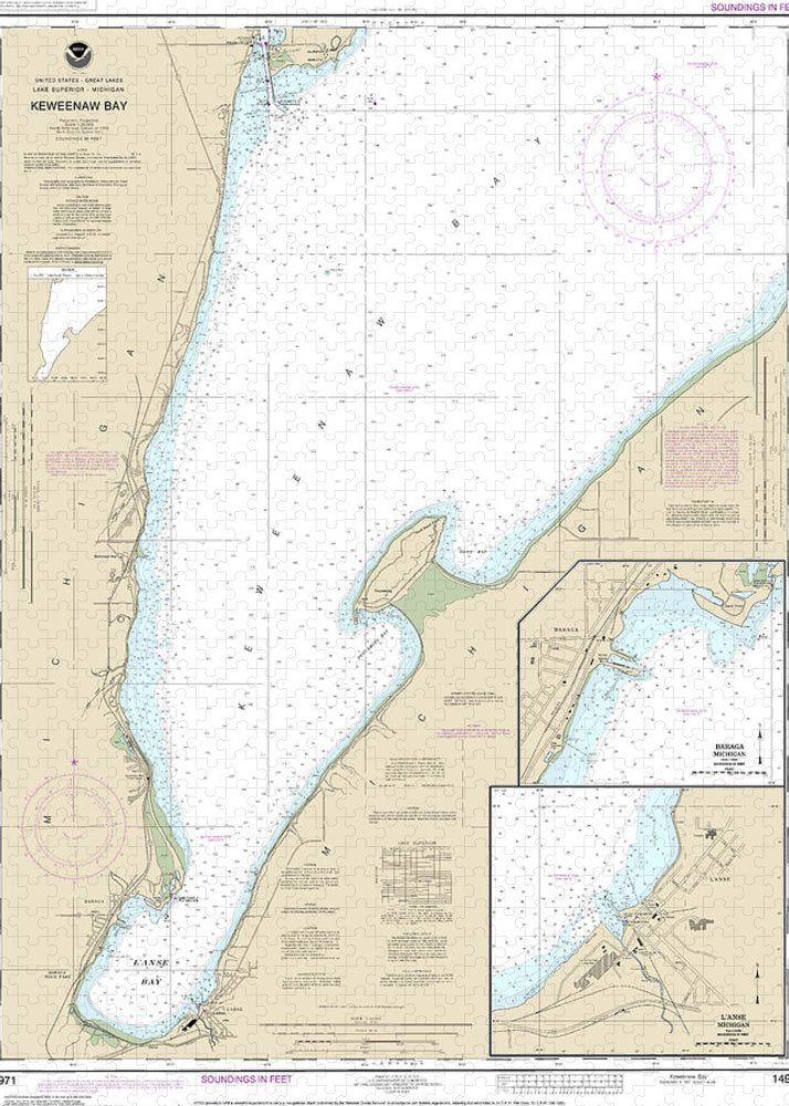 Nautical Chart-14971 Keweenaw Bay, Lanse-baraga Harbors - Puzzle