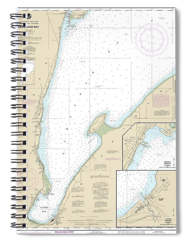 Nautical Chart 14971 Keweenaw Bay, Lanse Baraga Harbors Spiral Notebook