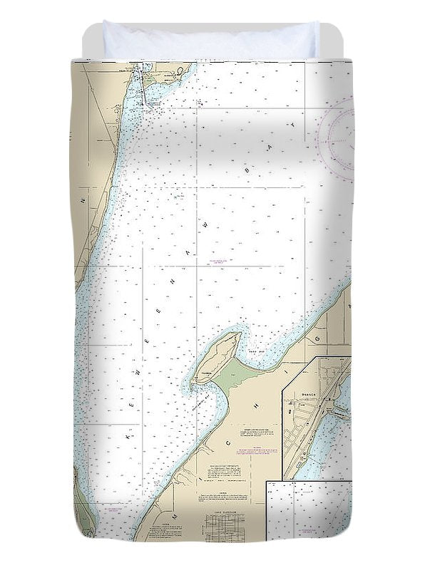 Nautical Chart-14971 Keweenaw Bay, Lanse-baraga Harbors - Duvet Cover