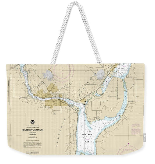 Nautical Chart-14972 Keweenaw Waterway, Including Torch Lake, Hancock-houghton - Weekender Tote Bag