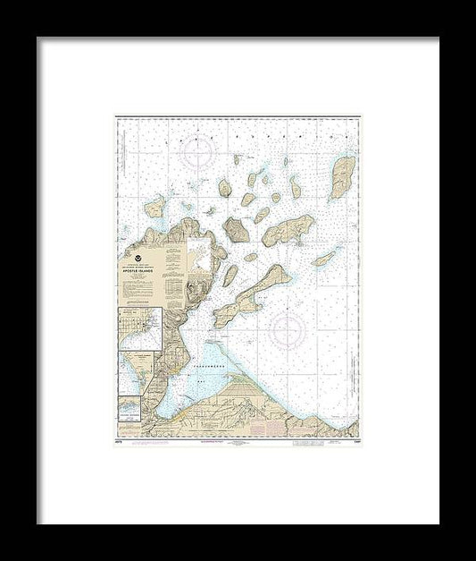 Nautical Chart-14973 Apostle Islands, Including Chequamegan Bay, Bayfield Harbor, Pikes Bay Harbor, La Pointe Harbor - Framed Print