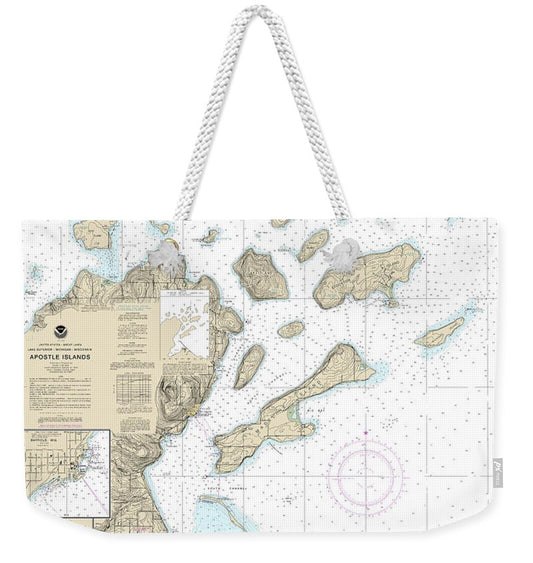 Nautical Chart-14973 Apostle Islands, Including Chequamegan Bay, Bayfield Harbor, Pikes Bay Harbor, La Pointe Harbor - Weekender Tote Bag