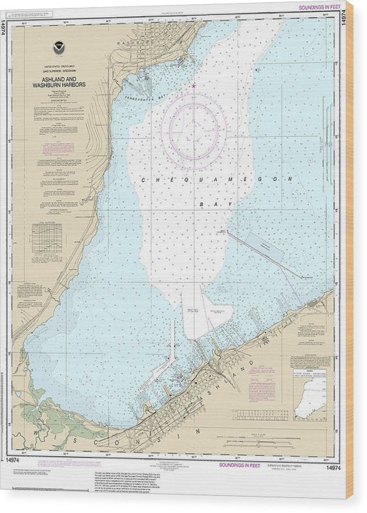 Nautical Chart-14974 Ashland-Washburn Harbors Wood Print