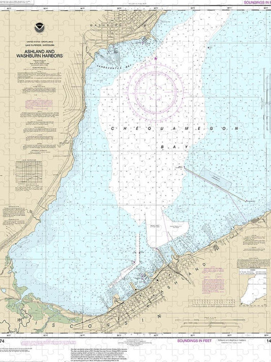 Nautical Chart 14974 Ashland Washburn Harbors Puzzle