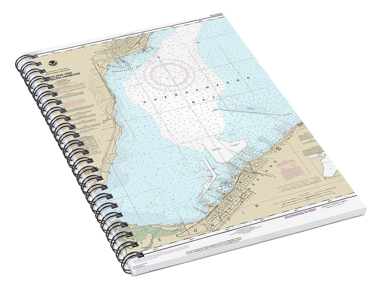 Nautical Chart-14974 Ashland-washburn Harbors - Spiral Notebook