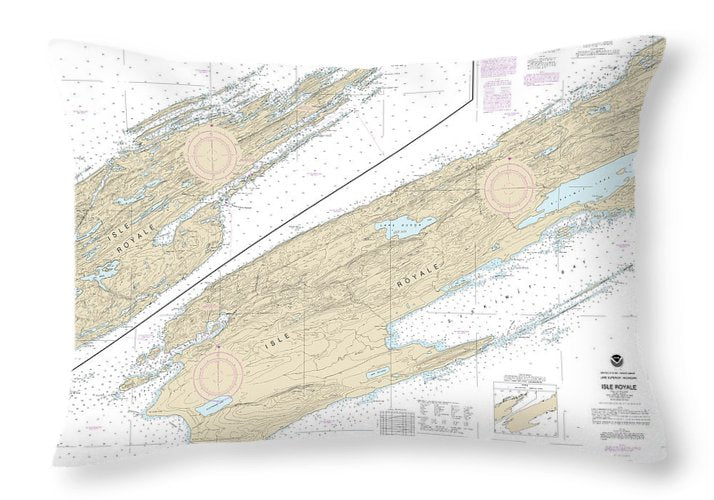 Nautical Chart-14976 Isle Royale - Throw Pillow