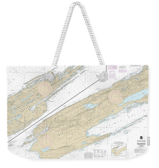 Nautical Chart-14976 Isle Royale - Weekender Tote Bag