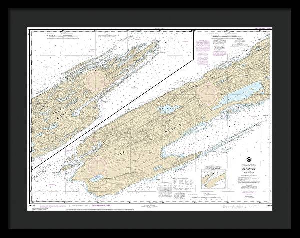 Nautical Chart-14976 Isle Royale - Framed Print