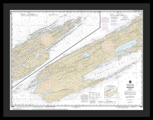 Nautical Chart-14976 Isle Royale - Framed Print