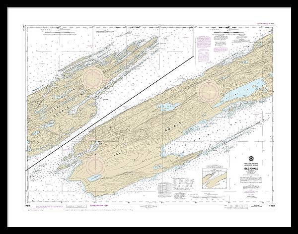 Nautical Chart-14976 Isle Royale - Framed Print