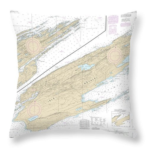 Nautical Chart-14976 Isle Royale - Throw Pillow