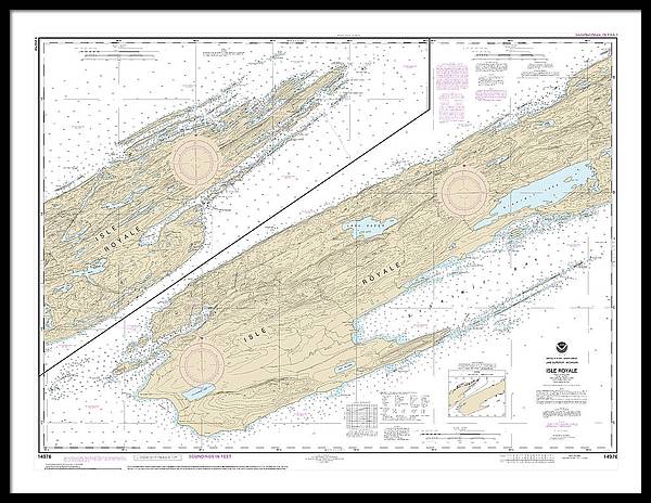 Nautical Chart-14976 Isle Royale - Framed Print