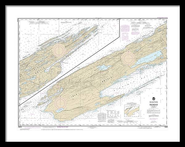 Nautical Chart-14976 Isle Royale - Framed Print