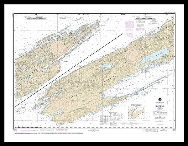 Nautical Chart-14976 Isle Royale - Framed Print