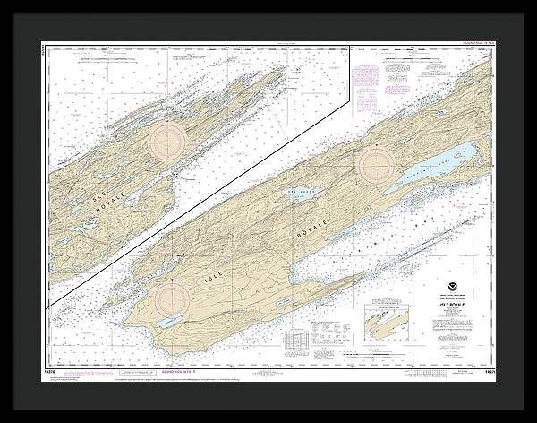 Nautical Chart-14976 Isle Royale - Framed Print