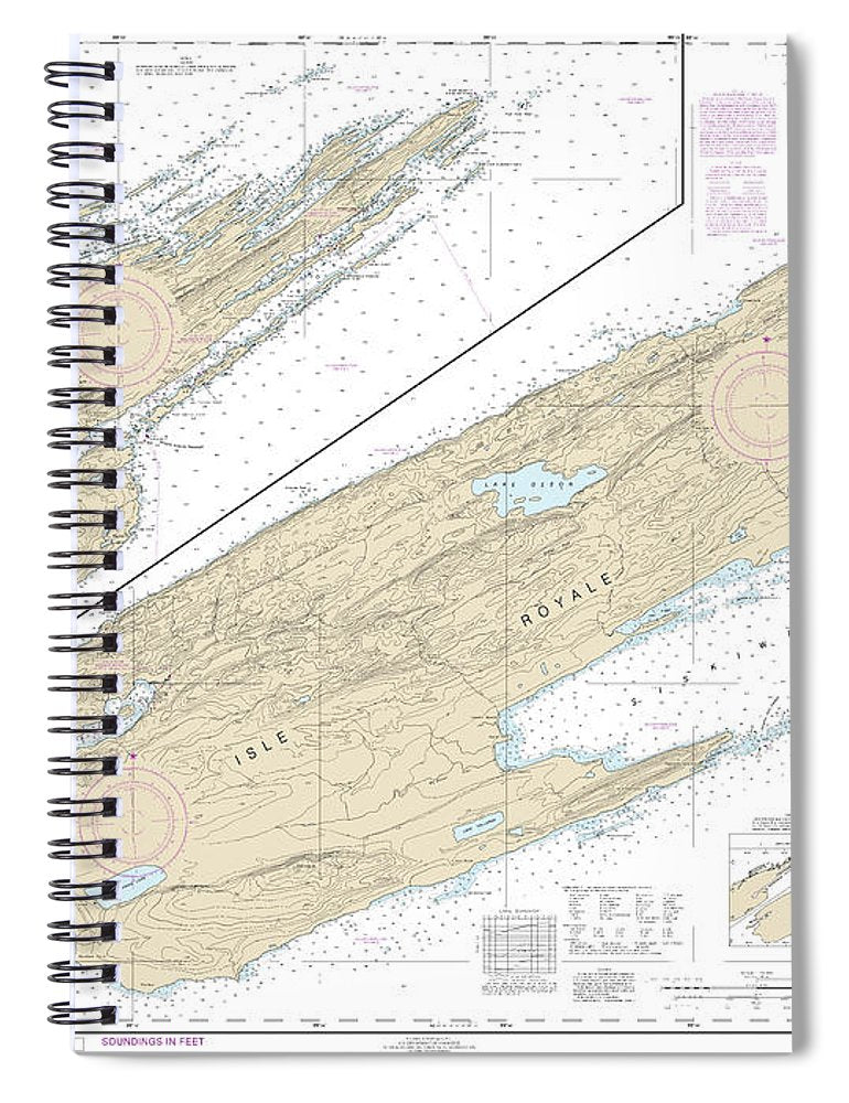 Nautical Chart 14976 Isle Royale Spiral Notebook