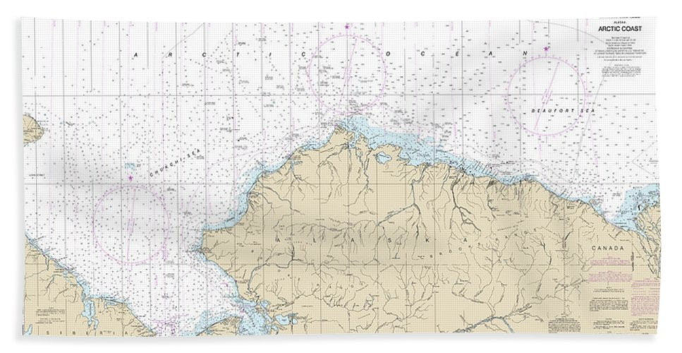 Nautical Chart-16003 Arctic Coast - Bath Towel