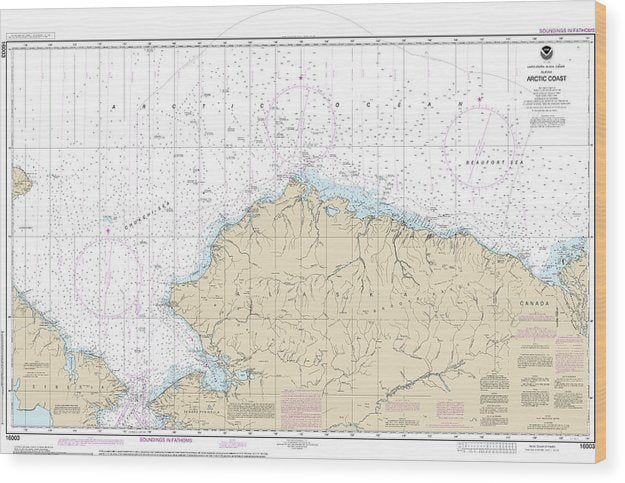 Nautical Chart-16003 Arctic Coast Wood Print