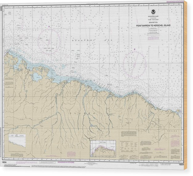 Nautical Chart-16004 Point Barrow-Herschel Island Wood Print