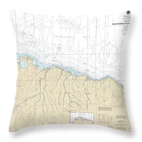 Nautical Chart-16004 Point Barrow-herschel Island - Throw Pillow