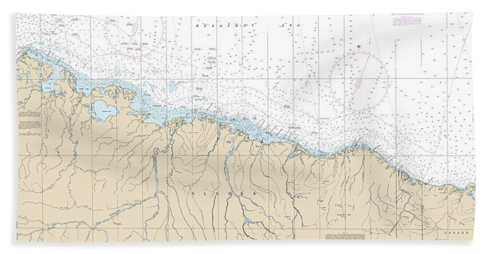 Nautical Chart 16004 Point Barrow Herschel Island Bath Towel