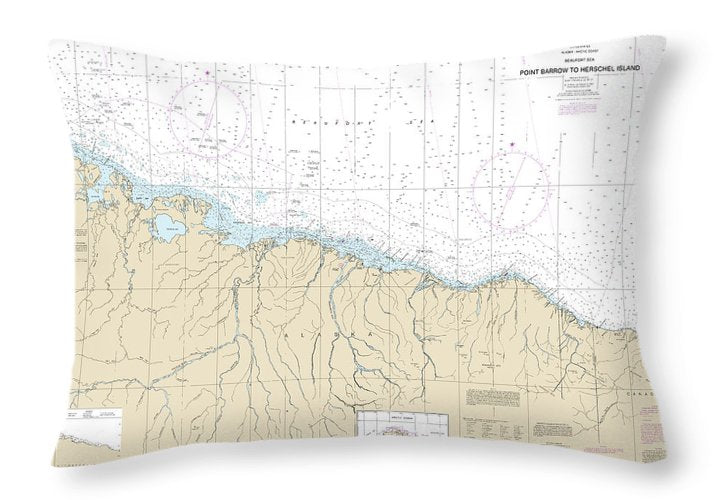Nautical Chart-16004 Point Barrow-herschel Island - Throw Pillow