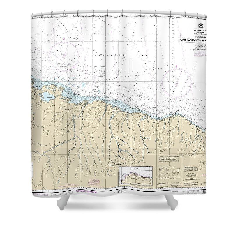Nautical Chart 16004 Point Barrow Herschel Island Shower Curtain