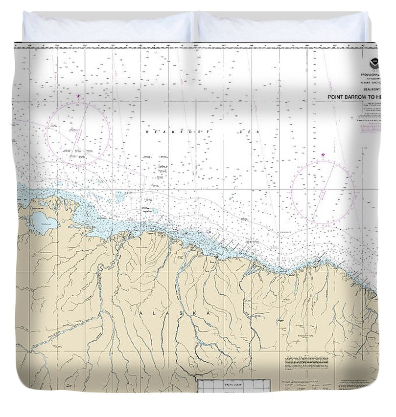 Nautical Chart 16004 Point Barrow Herschel Island Duvet Cover