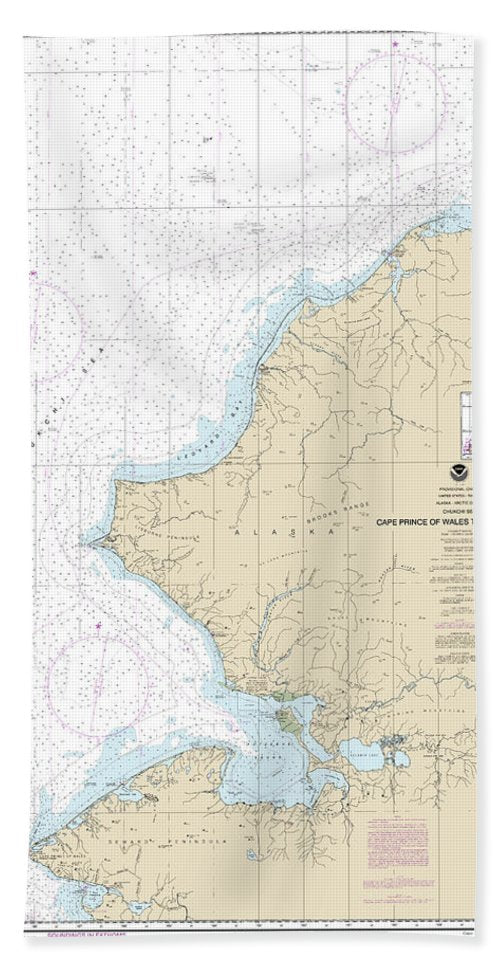 Nautical Chart 16005 Cape Prince Wales Pt Barrow Bath Towel