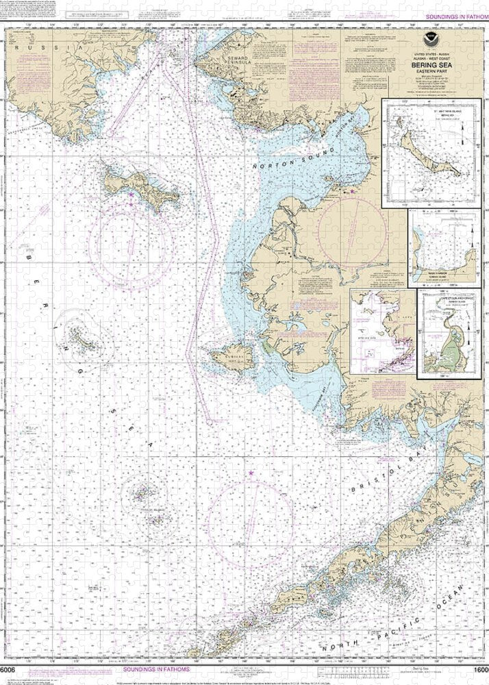 Nautical Chart-16006 Bering Sea-eastern Part, St Matthew Island, Bering Sea, Cape Etolin, Achorage, Nunivak Island - Puzzle