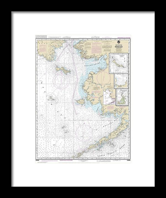 Nautical Chart-16006 Bering Sea-eastern Part, St Matthew Island, Bering Sea, Cape Etolin, Achorage, Nunivak Island - Framed Print