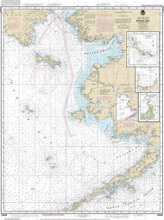 Nautical Chart 16006 Bering Sea Eastern Part, St Matthew Island, Bering Sea, Cape Etolin, Achorage, Nunivak Island Puzzle
