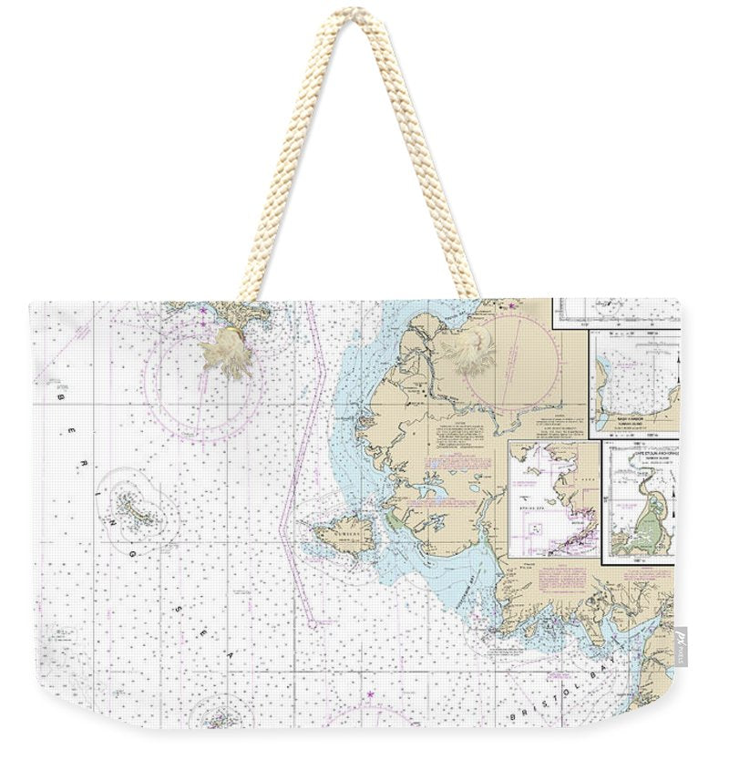 Nautical Chart-16006 Bering Sea-eastern Part, St Matthew Island, Bering Sea, Cape Etolin, Achorage, Nunivak Island - Weekender Tote Bag