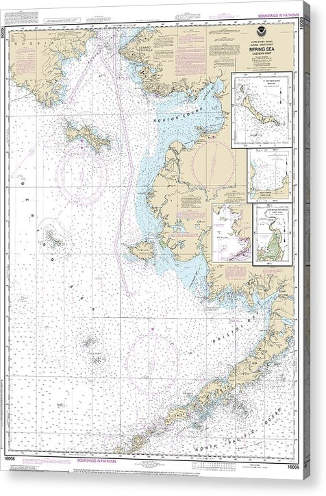 Nautical Chart-16006 Bering Sea-Eastern Part, St Matthew Island, Bering Sea, Cape Etolin, Achorage, Nunivak Island  Acrylic Print