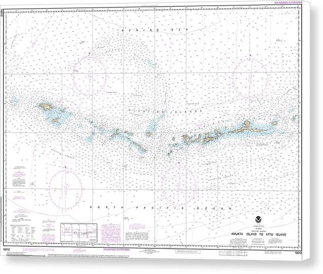 Nautical Chart-16012 Aleutian Islands Amukta Island-attu Island - Canvas Print