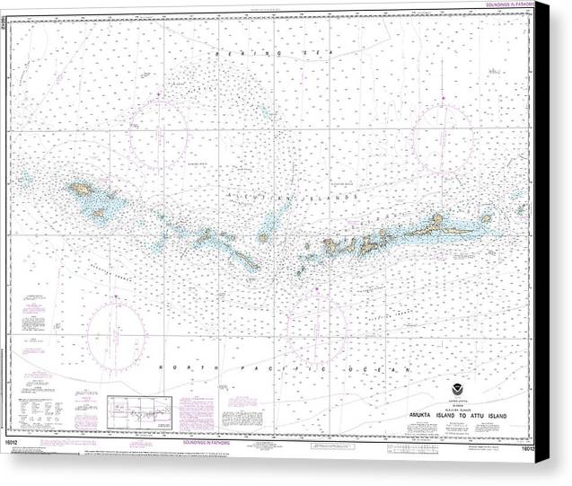 Nautical Chart-16012 Aleutian Islands Amukta Island-attu Island - Canvas Print
