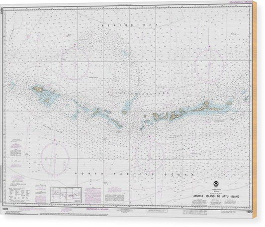 Nautical Chart-16012 Aleutian Islands Amukta Island-Attu Island Wood Print