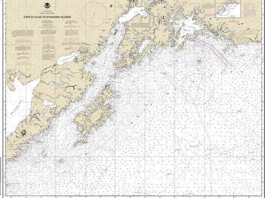 Nautical Chart 16013 Cape St Elias Shumagin Islands, Semidi Islands Puzzle