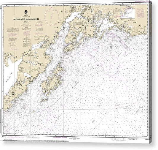 Nautical Chart-16013 Cape St Elias-Shumagin Islands, Semidi Islands  Acrylic Print
