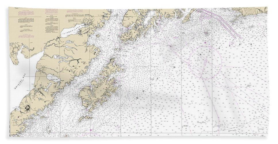 Nautical Chart-16013 Cape St Elias-shumagin Islands, Semidi Islands - Beach Towel