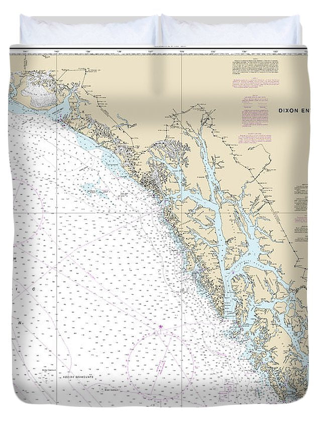 Nautical Chart-16016 Dixon Entrance-cape St Elias - Duvet Cover