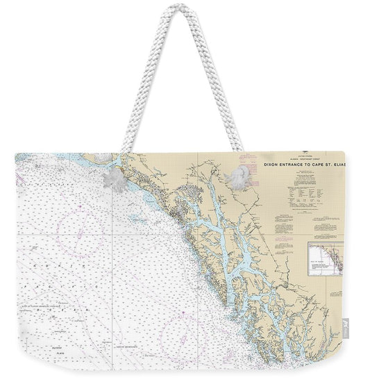 Nautical Chart-16016 Dixon Entrance-cape St Elias - Weekender Tote Bag