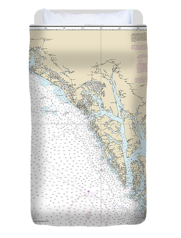 Nautical Chart-16016 Dixon Entrance-cape St Elias - Duvet Cover