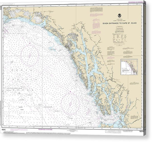 Nautical Chart-16016 Dixon Entrance-Cape St Elias  Acrylic Print