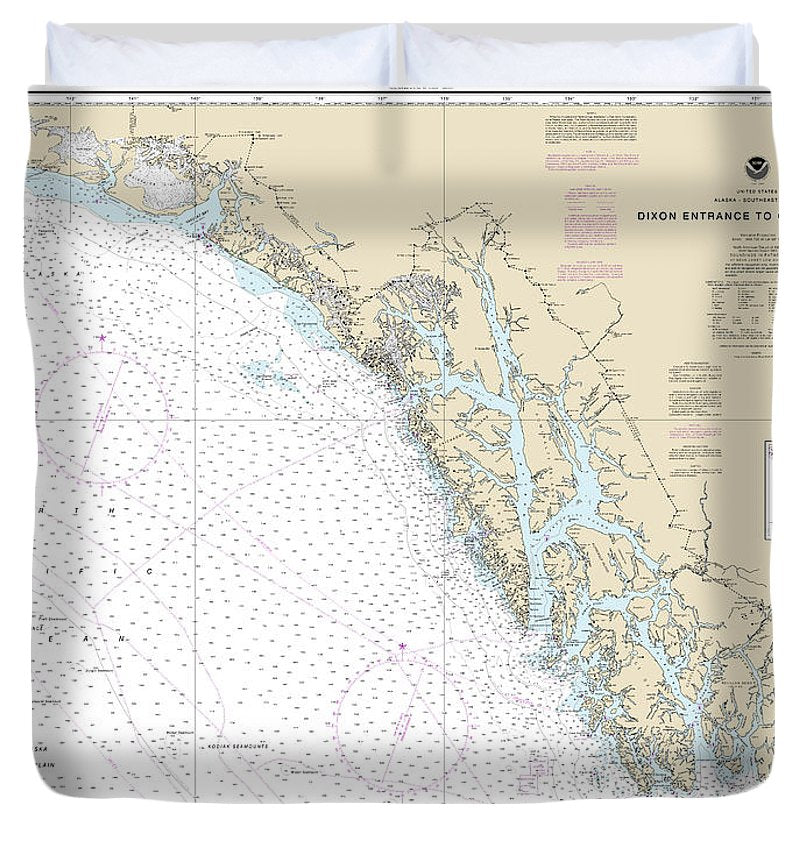 Nautical Chart 16016 Dixon Entrance Cape St Elias Duvet Cover